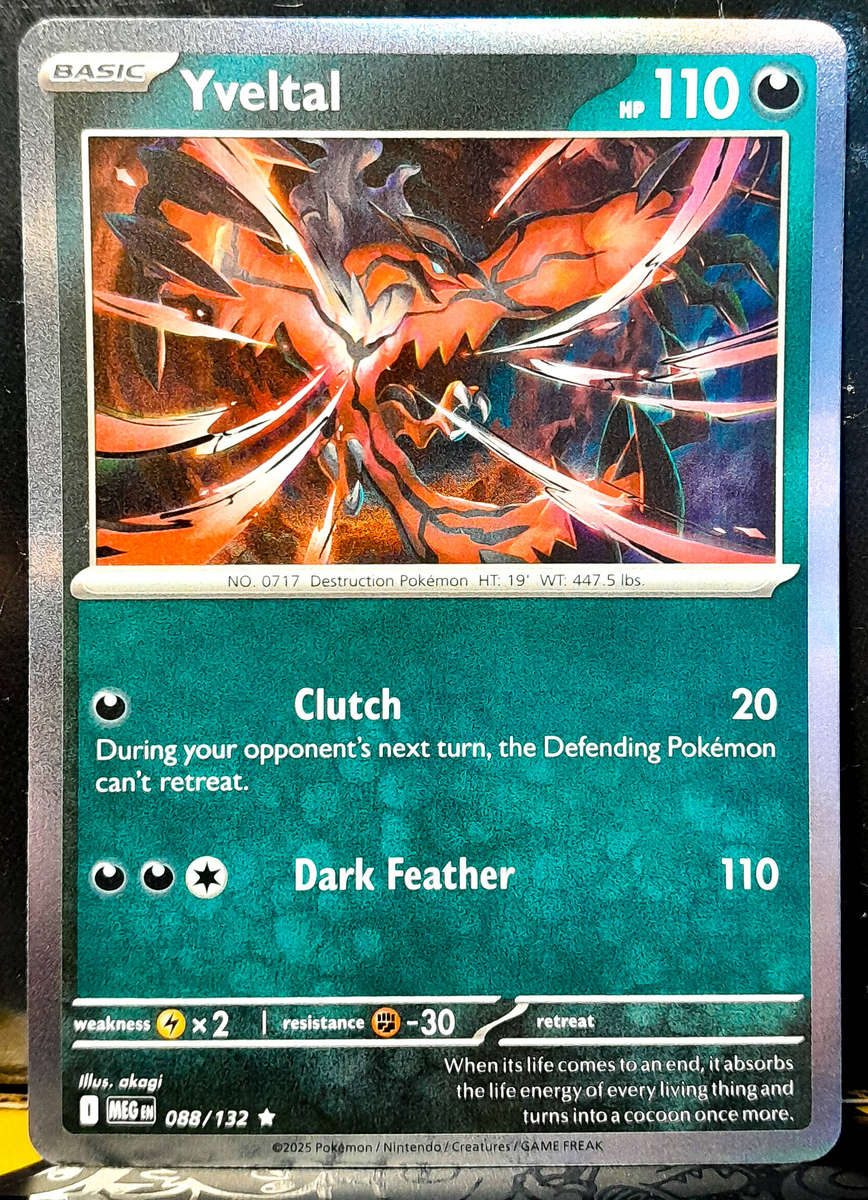 Pokemon Card - Yveltal 088/132 - Holo RARE - Mega Evolution - NM