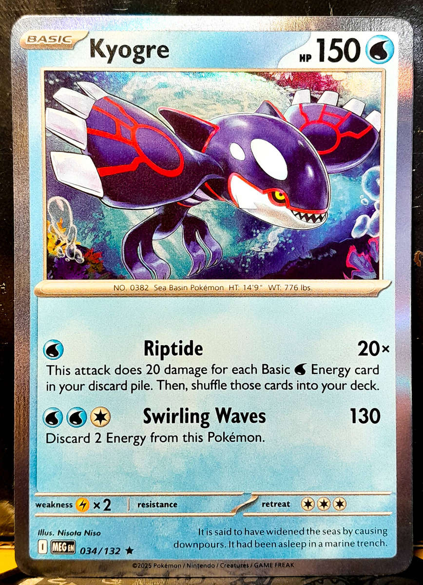 Pokemon Card - Kyogre 034/132 - Holo RARE - Mega Evolution - NM