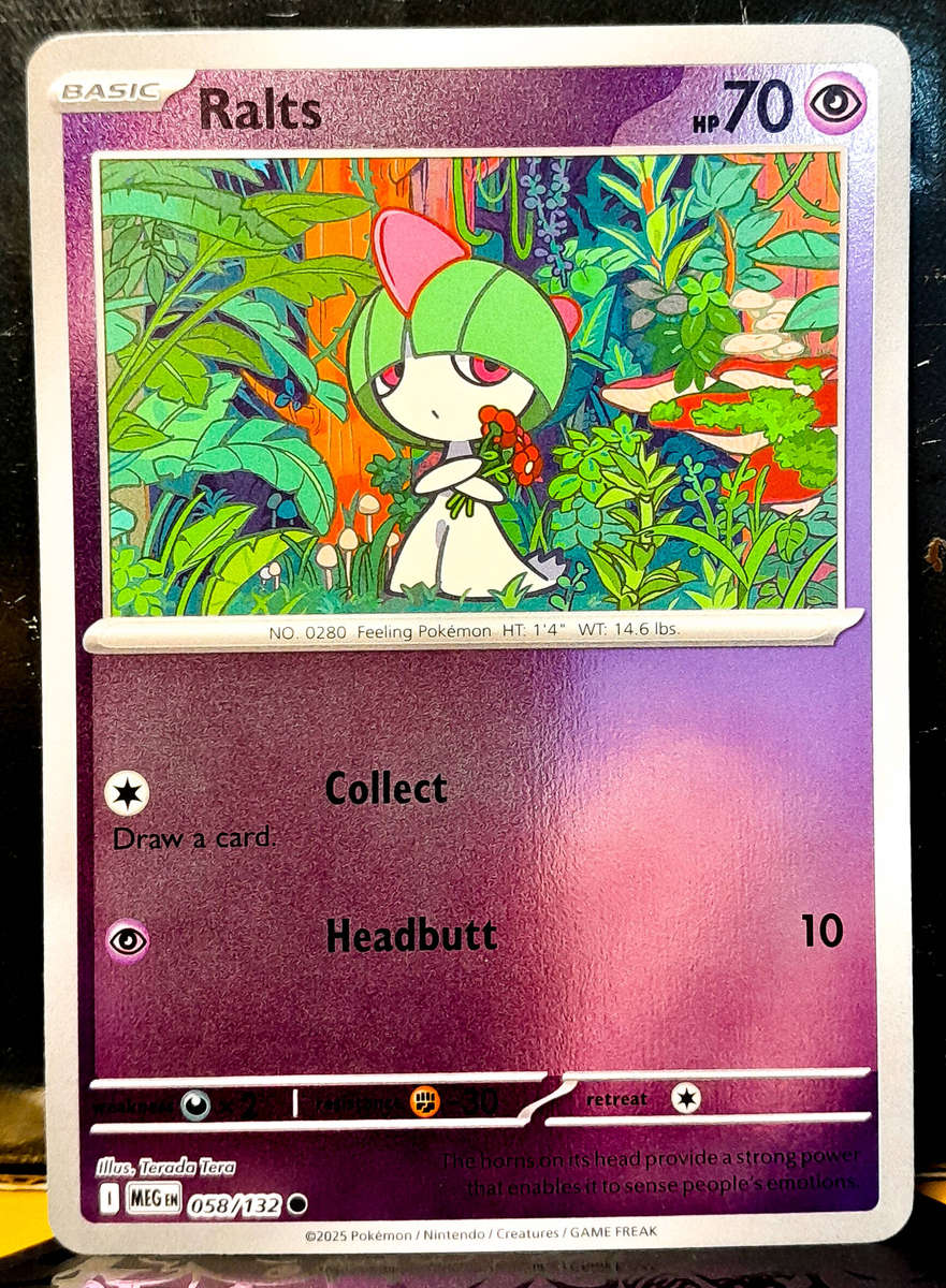Pokemon Card - Ralts 058/132 - Reverse Holo - Mega Evolution - NM