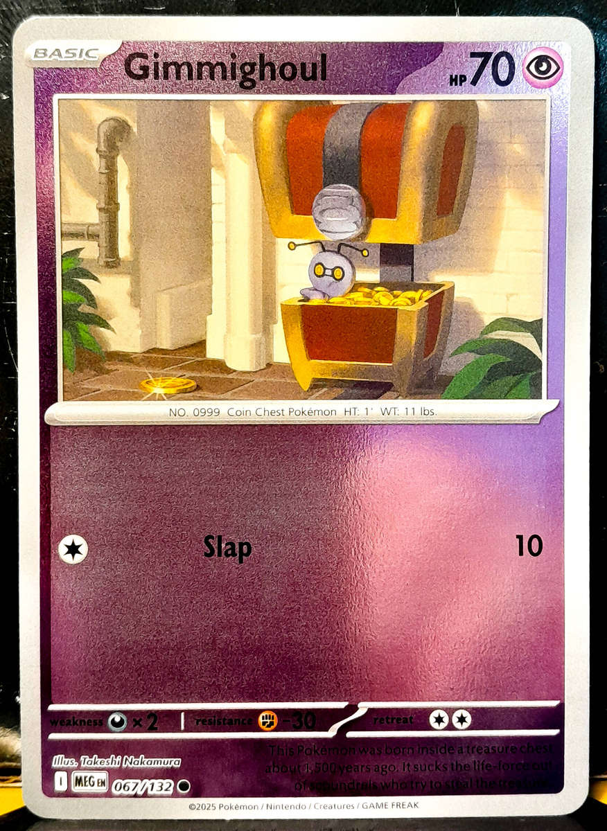 Pokemon Card - Gimmighoul 067/132 - Reverse Holofoil - Mega Evolution - NM