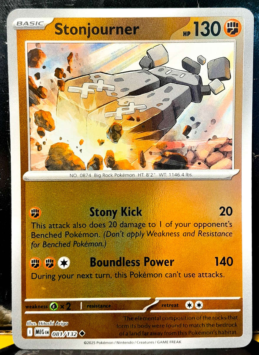 Pokemon Card - Stonjourner 081/132 - Reverse Holofoil - Mega Evolution - NM