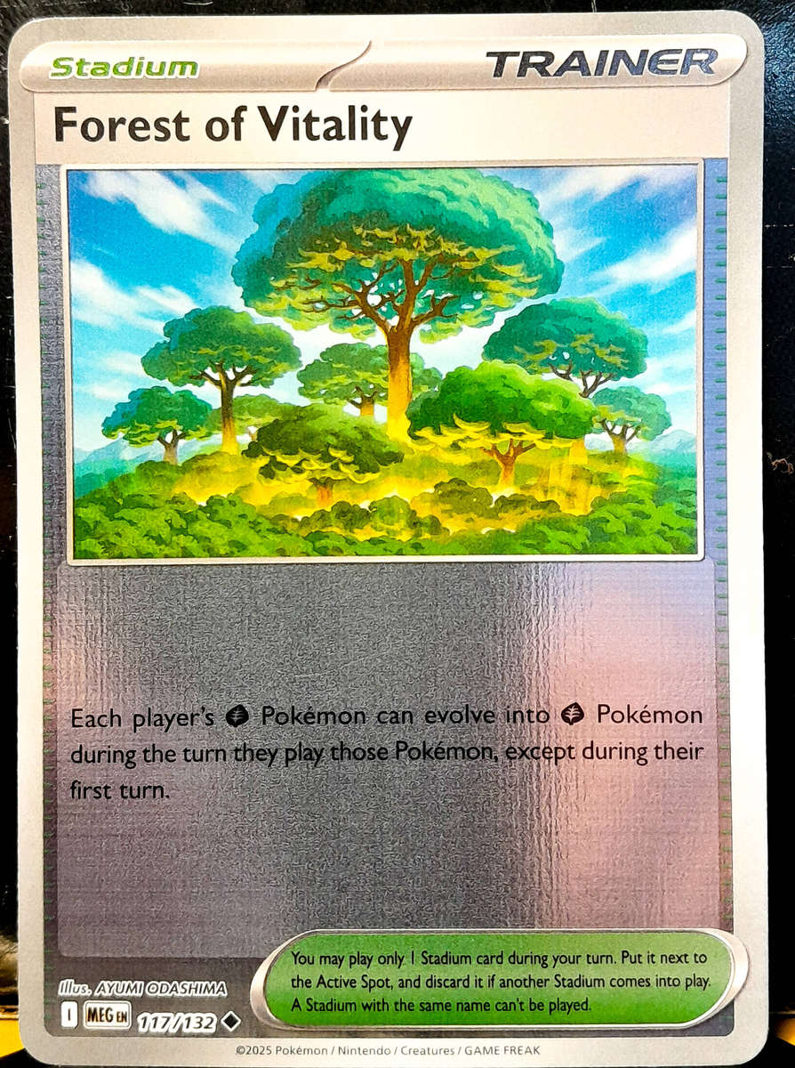 Pokemon Card - Forest of Vitality 117/132 - Reverse Holofoil - Stadium Trainer - Mega Evolution - NM