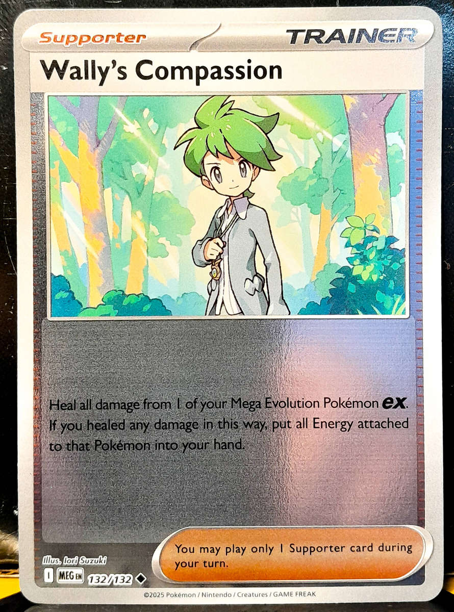 Pokemon Card - Wally's Compassion 132/132 - Reverse Holofoil Supporter Trainer - Mega Evolution - NM