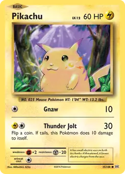 Pokemon Card - Pikachu 35/108 - Common - XY Evolutions - NM