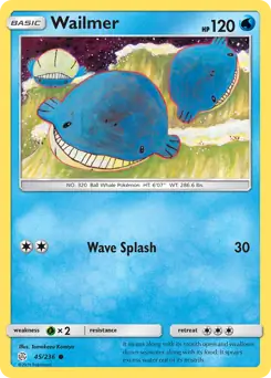 Pokemon Card - Wailmer 45/236 - Common - Cosmic Eclipse - NM