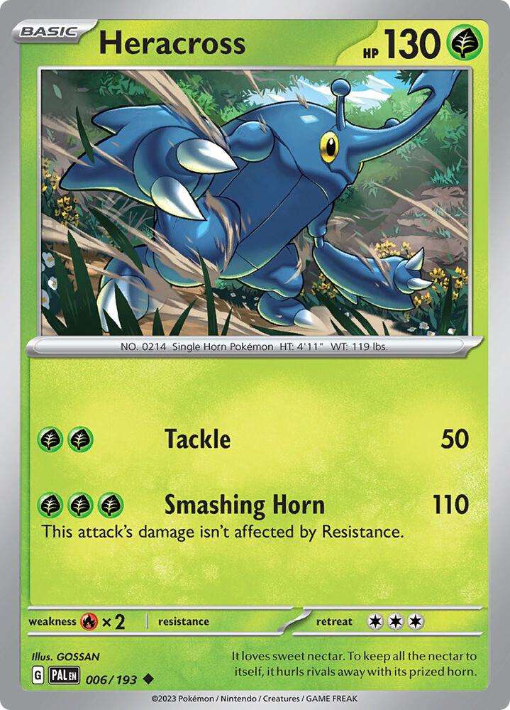 Pokemon Card - Heracross 006/193 - Uncommon - Paldea Evolved NM