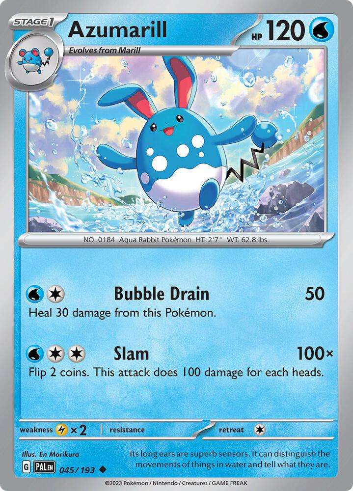Pokemon Card - Azumarill 045/193 - Uncommon - Paldea Evolved NM