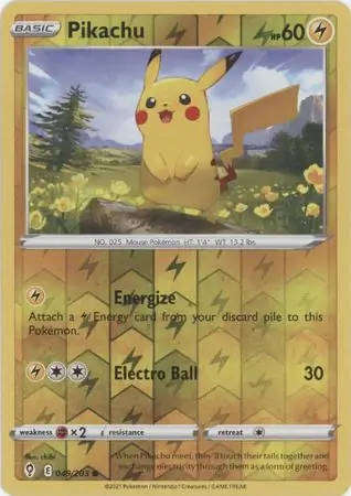 Pokemon Card - Pikachu 049/203 - Reverse Holo - Evolving Skies - NM