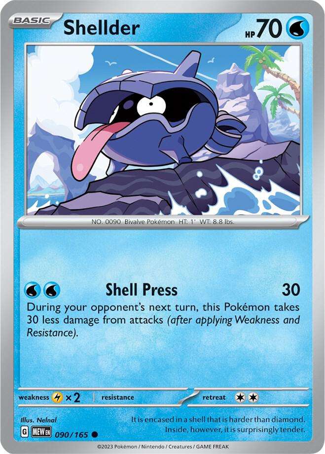 Pokemon Card - Shellder 090/165 - Common - Pokemon 151 - NM