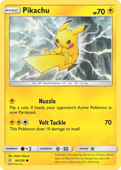 Pokemon Card - Pikachu 66/236 - Common - Cosmic Eclipse - NM
