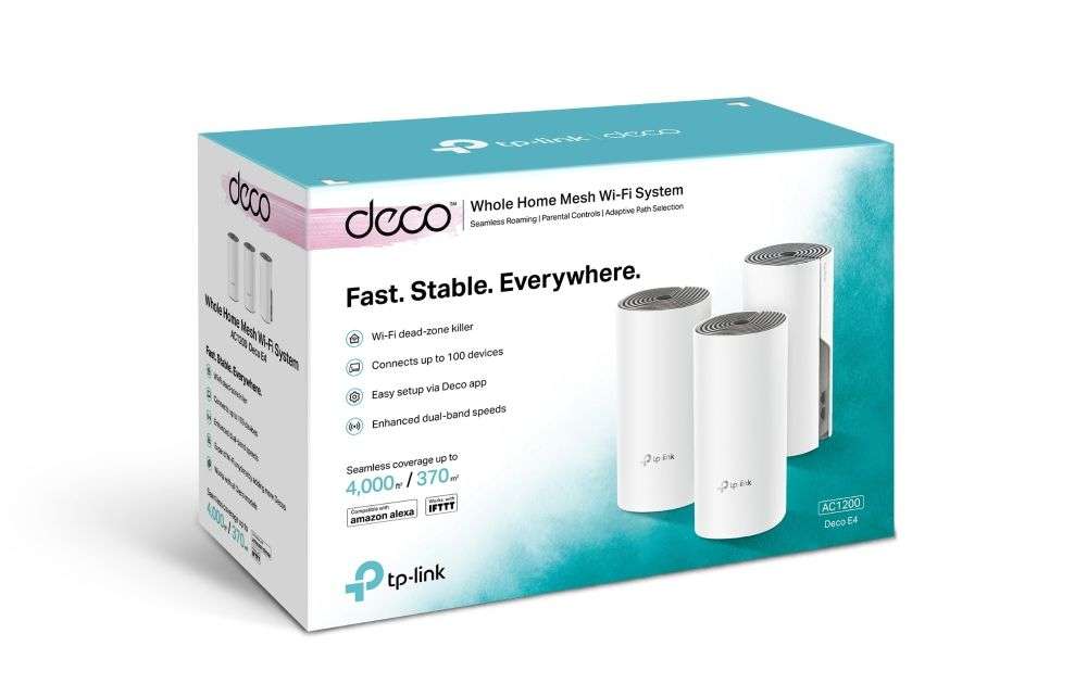 Tp-Link Deco E4 3 Pack AC1200 Whole Home Wifi System 2 x 10/100 Lan