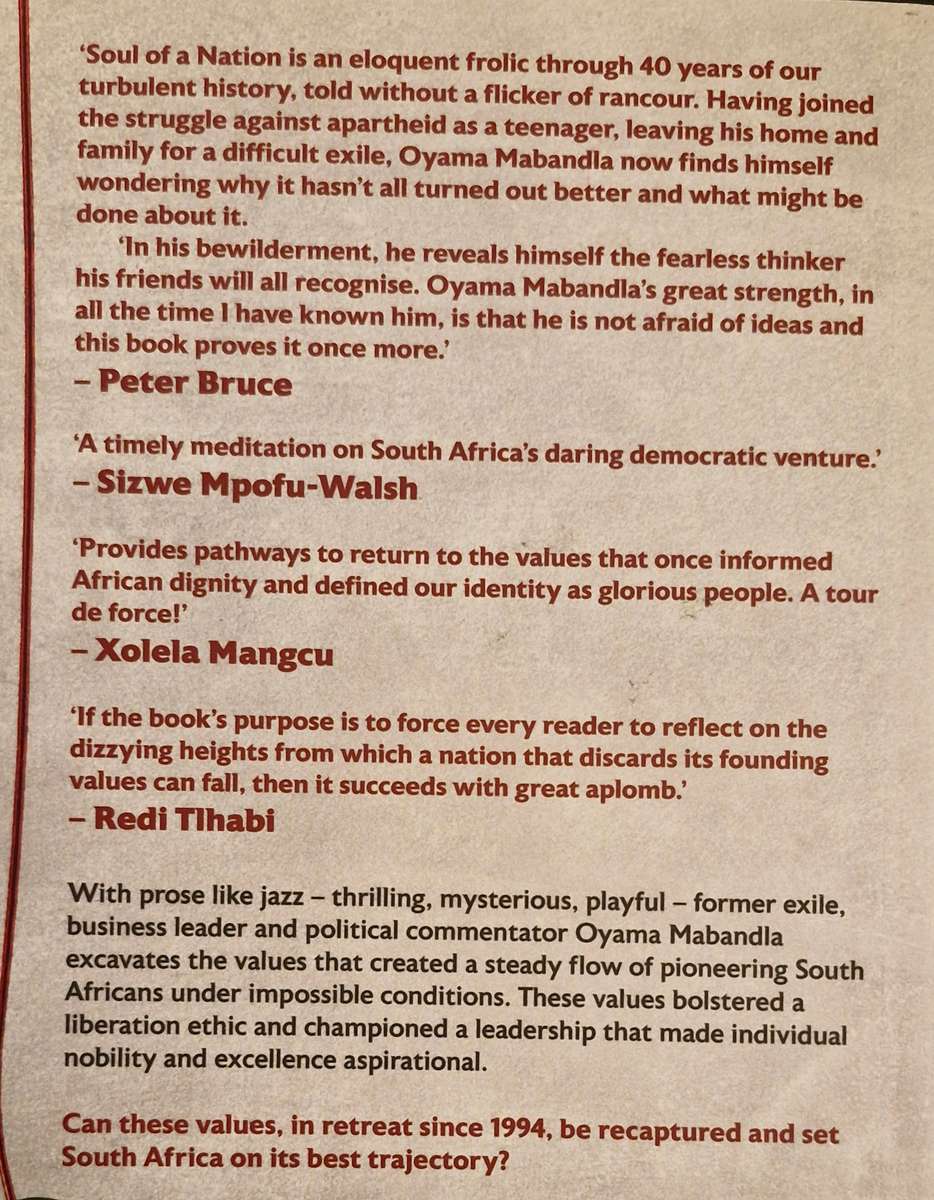 Soul of a nation, a quest for the rebirth of SA's values by Oyama Mabandla