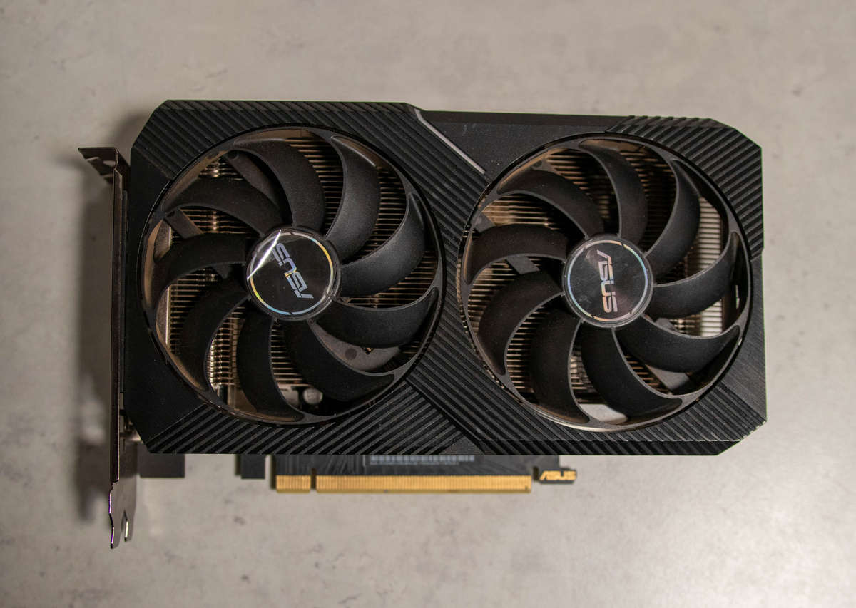 The compact ASUS DUAL GeForce RTX 3060 Ti V2 MINI OC Edition 8GB