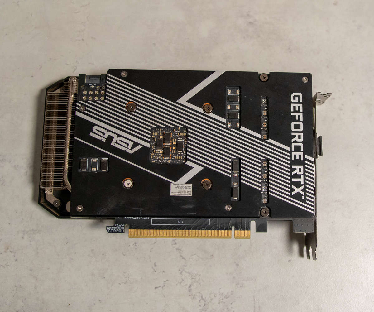 The compact ASUS DUAL GeForce RTX 3060 Ti V2 MINI OC Edition 8GB