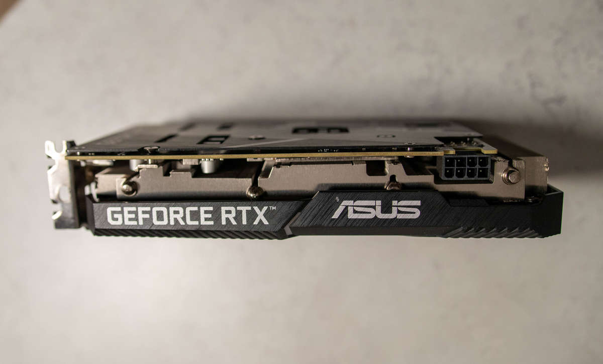 The compact ASUS DUAL GeForce RTX 3060 Ti V2 MINI OC Edition 8GB