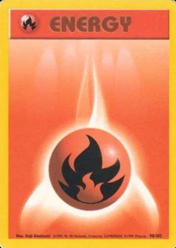 Pokemon Cards - Fire Energy 98 Moderately Played