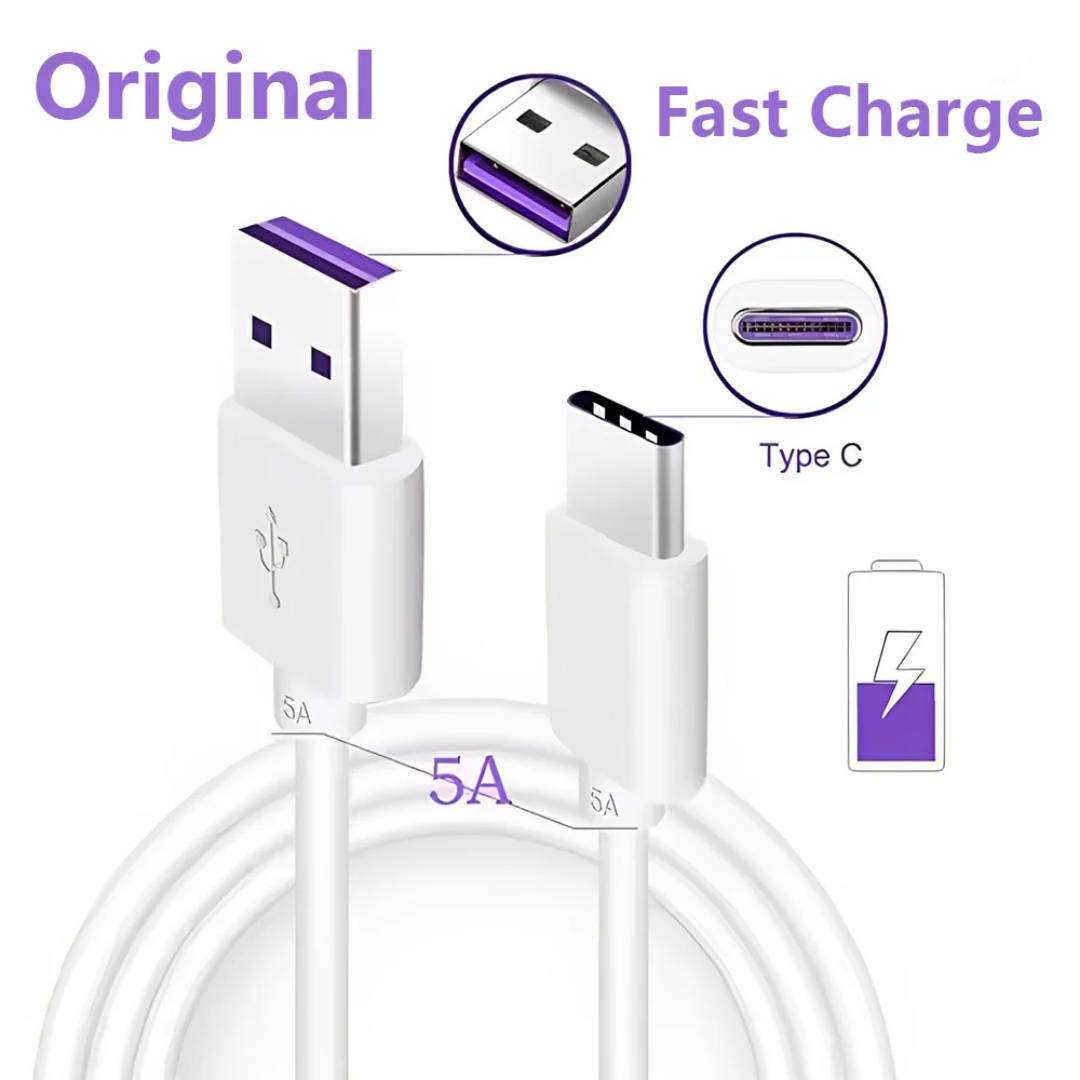 5 Amp Charge and Data USB to C-Type Cable - 6 Units