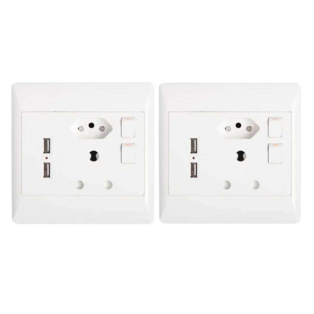REDISSON 16Amp Wall Socket/Plug with USB ports (2 Pack)