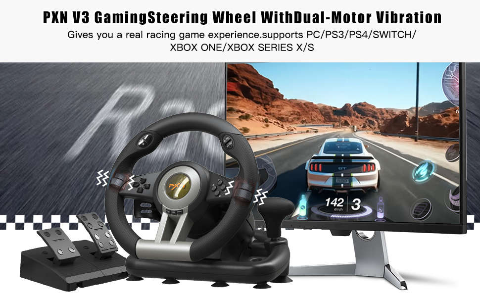 PXN V3 Pro Steering Wheel for PC/PS3/PS4 and Xbox