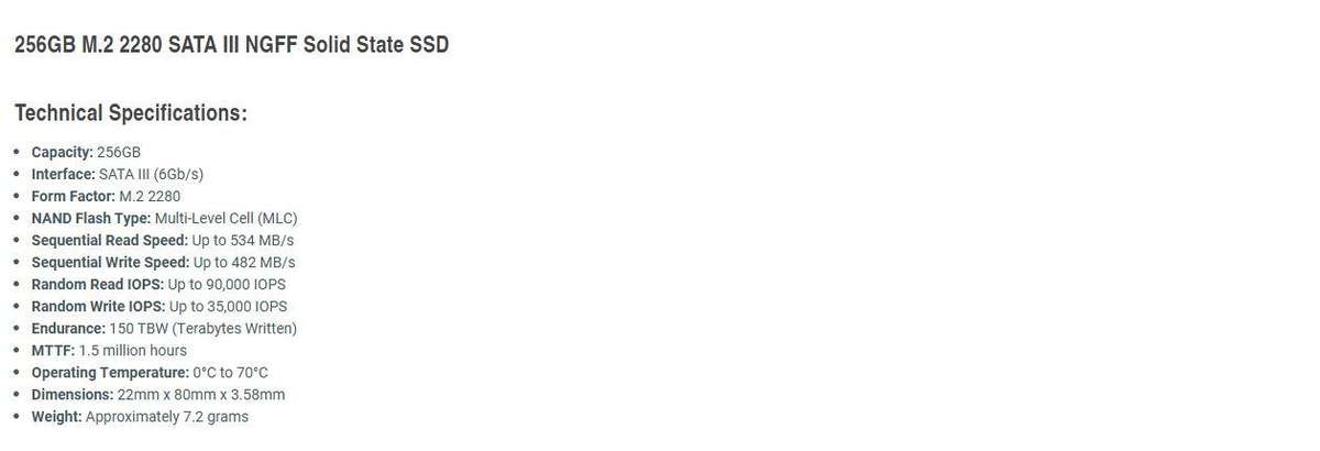 Micron 256GB M.2 2280 NGFF SSD (Solid State Drive) 3D NARD TLC SATA III (MTFDDAV256TBN)