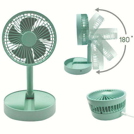 Rechargeable Folding USB Fan - Green