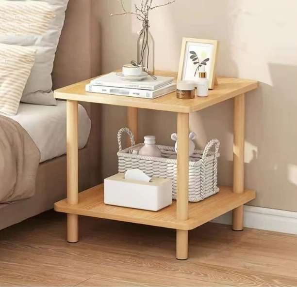 2-Tier Square Side Table With Solid Legs