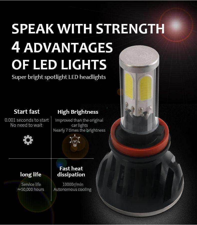 2Pcs F5-H11 60W Super Bright Car Led Headlight Bulbs