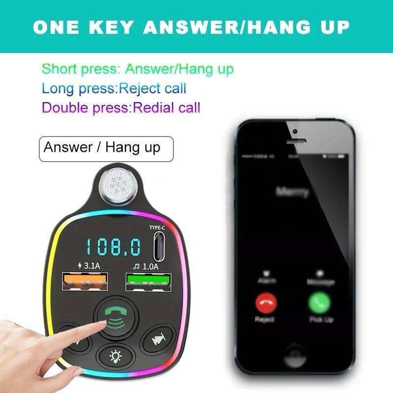 Car Fm Transmitter Bluetooth Mp3 Player Qc3.0 Pd Car Charger