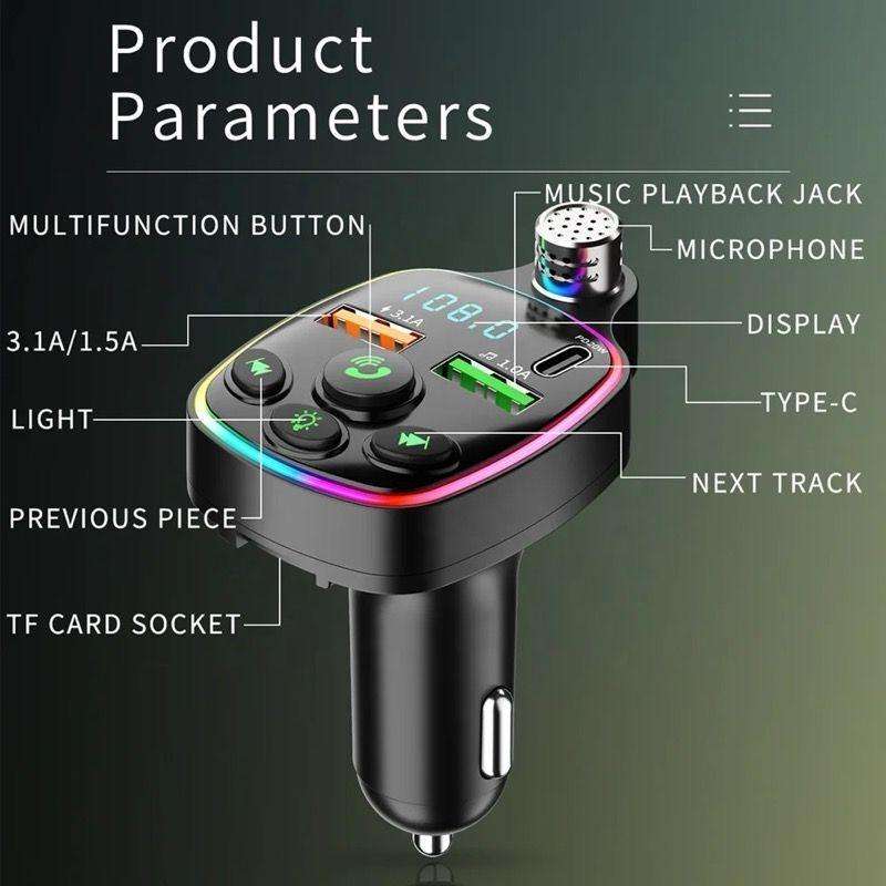 Car Fm Transmitter Bluetooth Mp3 Player Qc3.0 Pd Car Charger