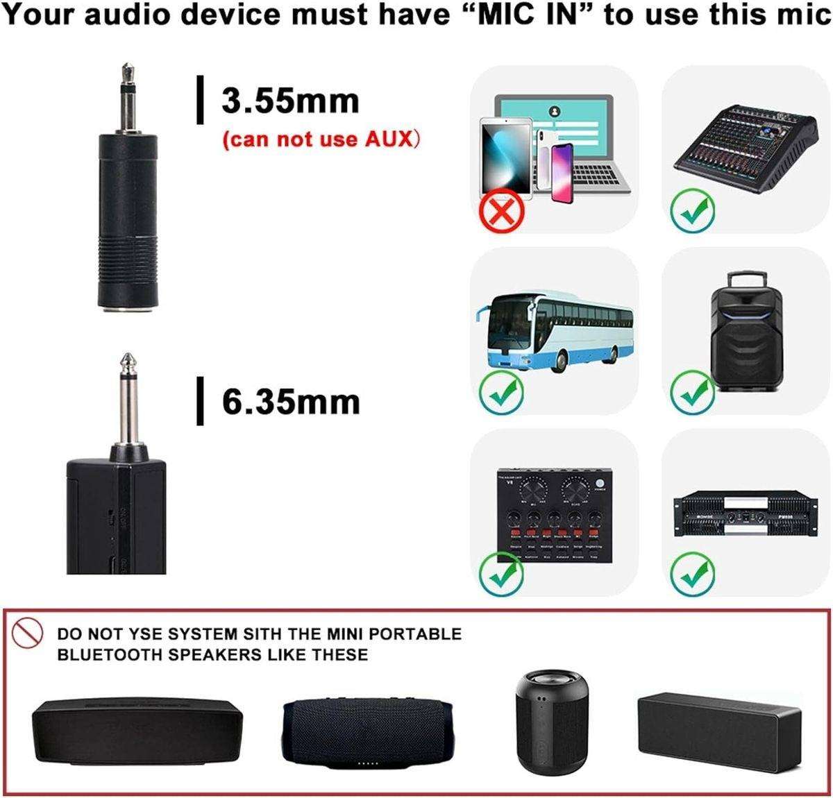 Portable Wireless Microphone Set with Rechargeable Receiver