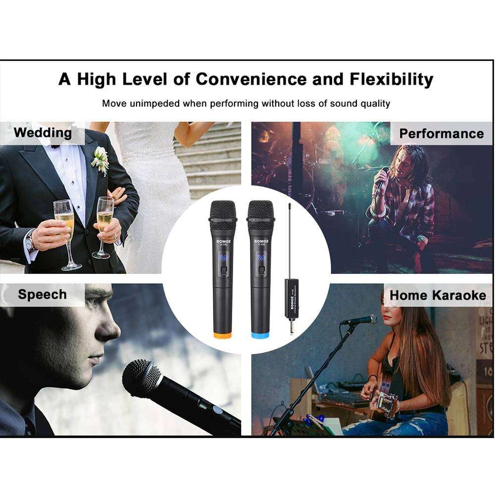 Portable Wireless Microphone Set with Rechargeable Receiver
