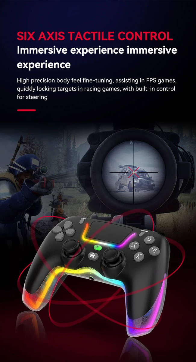 P07 Wireless Joystick For PS4/Switch/IOS/Android/PC RGB Gaming Controller Bluetooth Handle Console