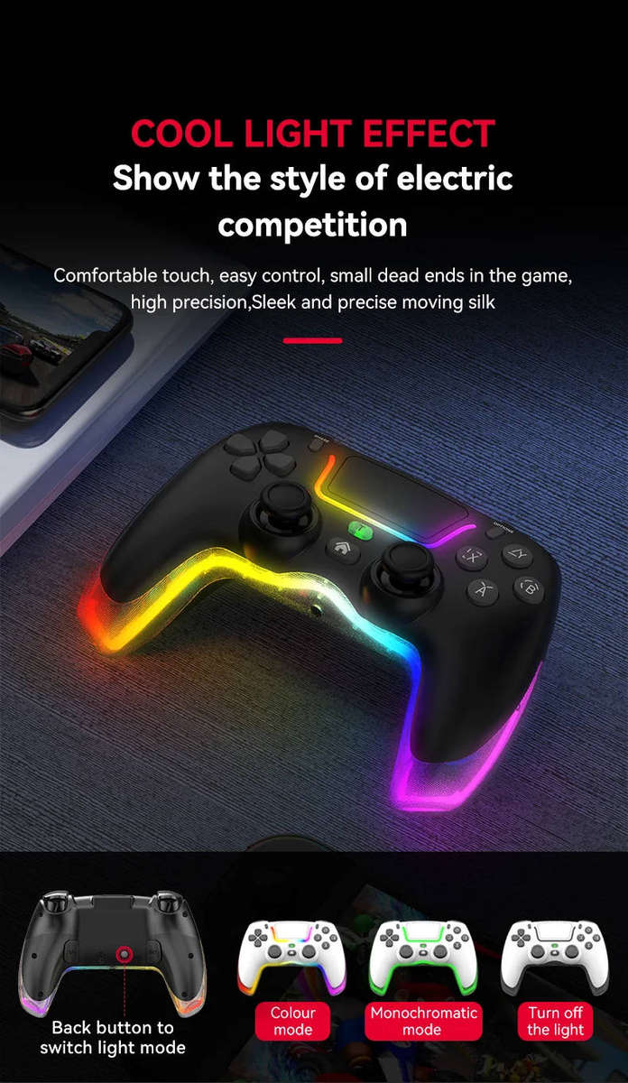 P07 Wireless Joystick For PS4/Switch/IOS/Android/PC RGB Gaming Controller Bluetooth Handle Console