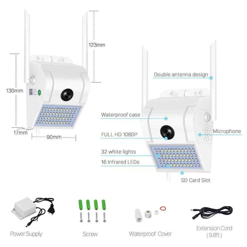 Wall Lamp Security Camera Outdoor Two Way Audio Floodlight CCTV Camera