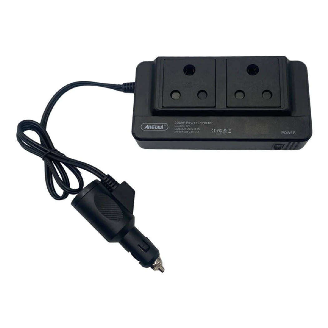 Power Car Inverter 300W DC 12V to 220V AC with 2 USB Charger Pods