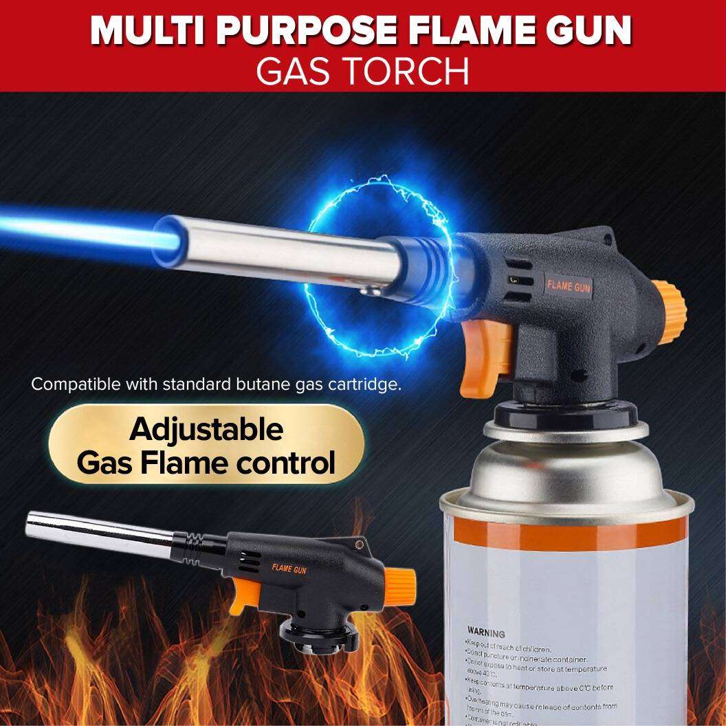 Multi Purpose Flame Gun Torch - Butane Burner Head for Outdoor Cooking BBQ Camping