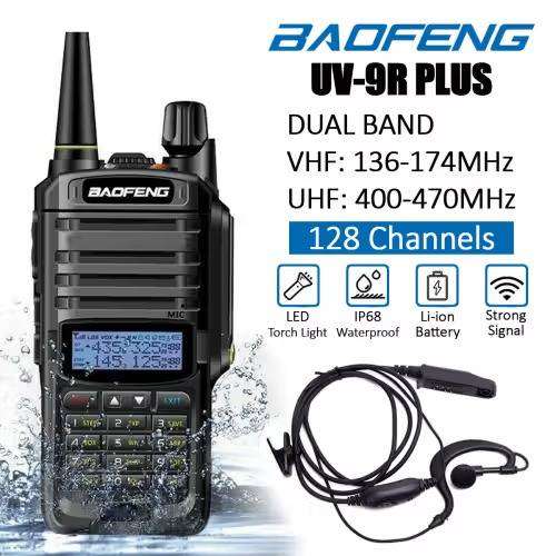 BAOFENG UV-9R Plus Walkie Talkie VHF UHF Dual Band 15W Handheld Two Way Radio.