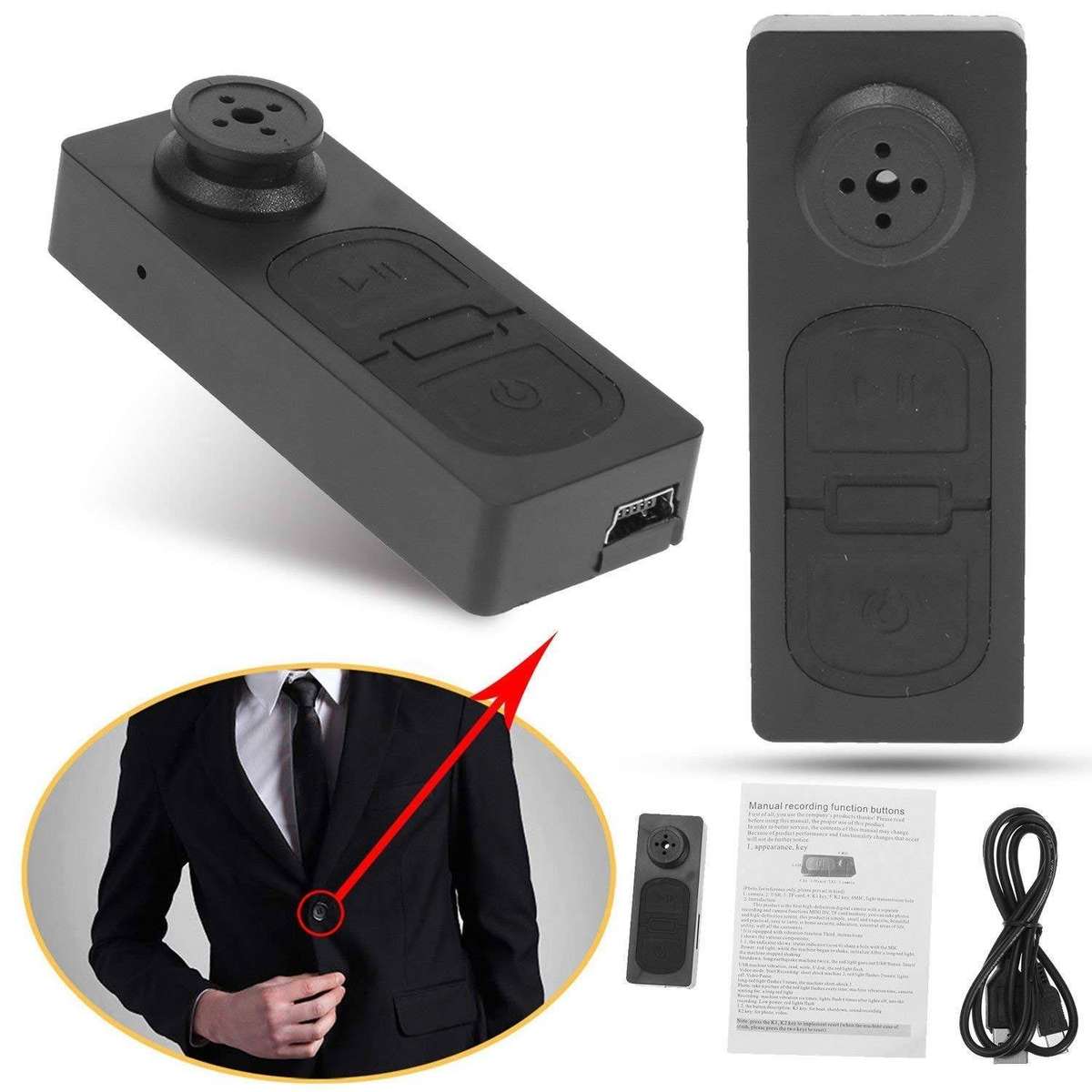Mini Spy Hidden Button Camera S918 with SD Card Support Upto 16 GB