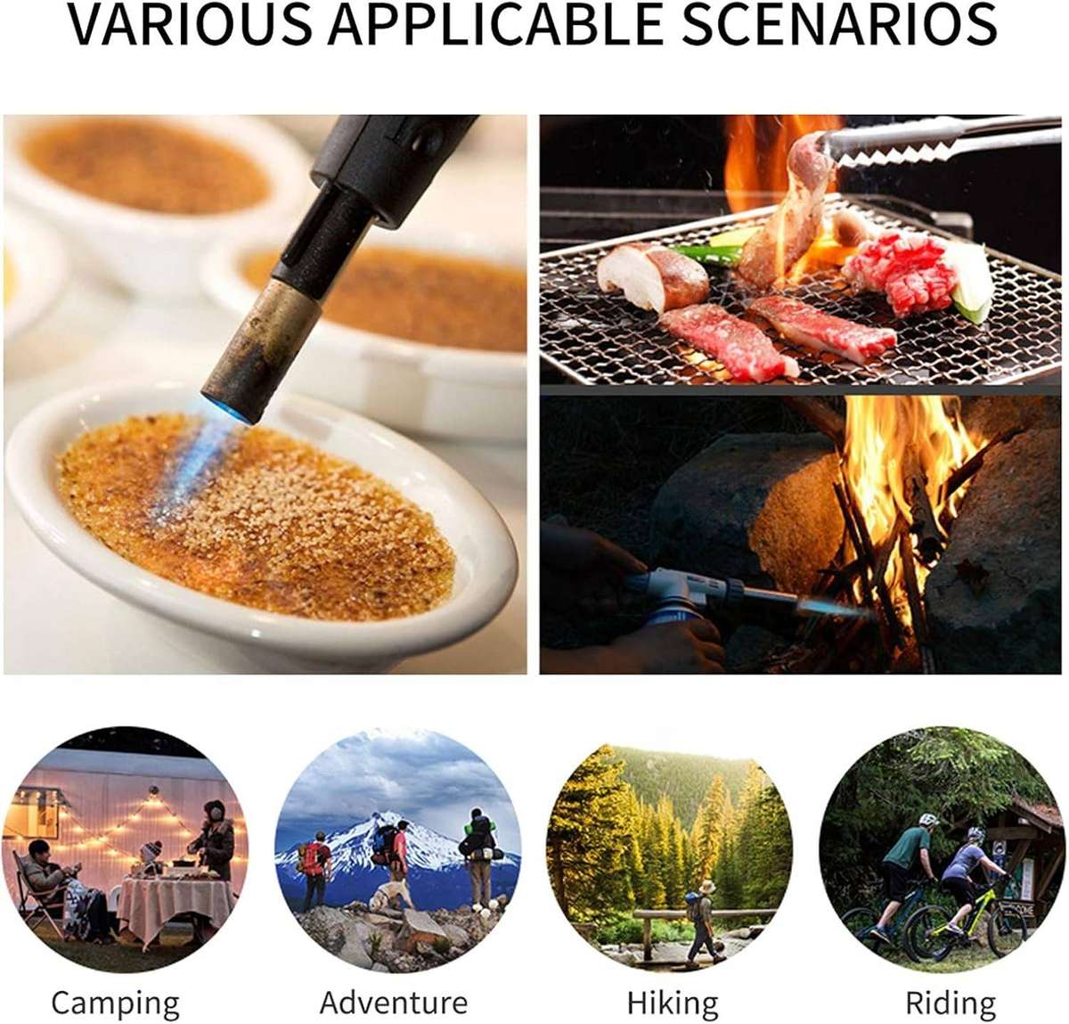 Kitchen Blow Torch Gas Torch - Flame Adjustable, Gas Butane Culinary for Home and Outdoor