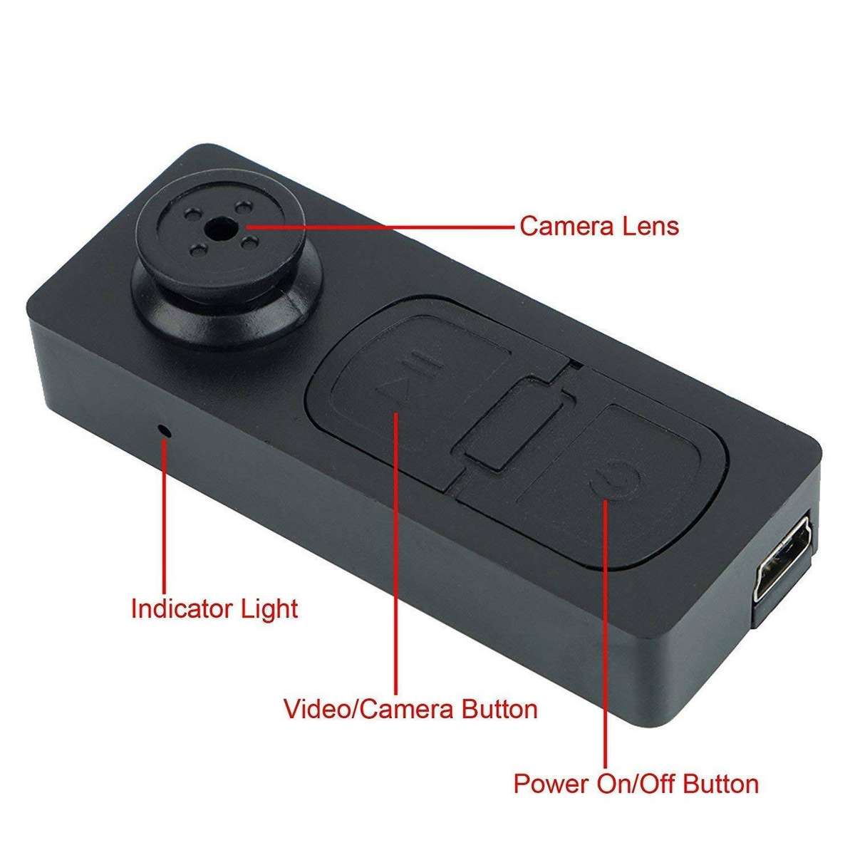Mini Spy Hidden Button Camera S918 with SD Card Support Upto 16 GB
