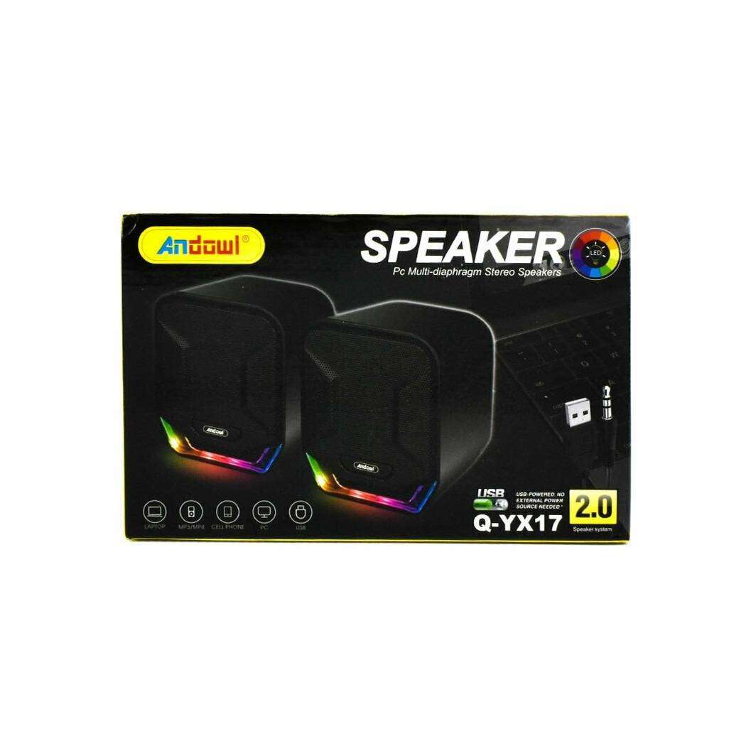 MINI SPEAKERS COMPUTER SPEAKERS 3W WIRED WITH RGB LED LIGHT Q-YX17 USB JACK