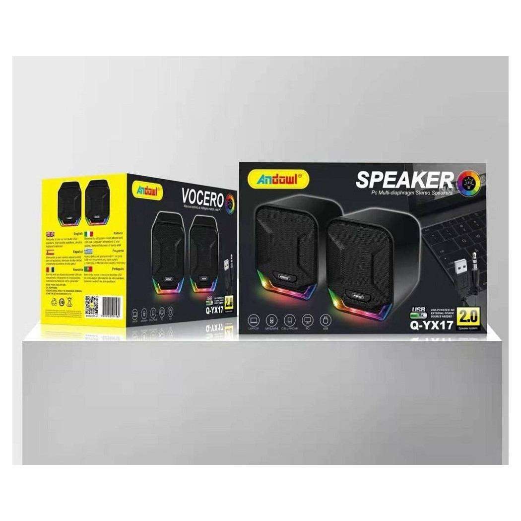 MINI SPEAKERS COMPUTER SPEAKERS 3W WIRED WITH RGB LED LIGHT Q-YX17 USB JACK