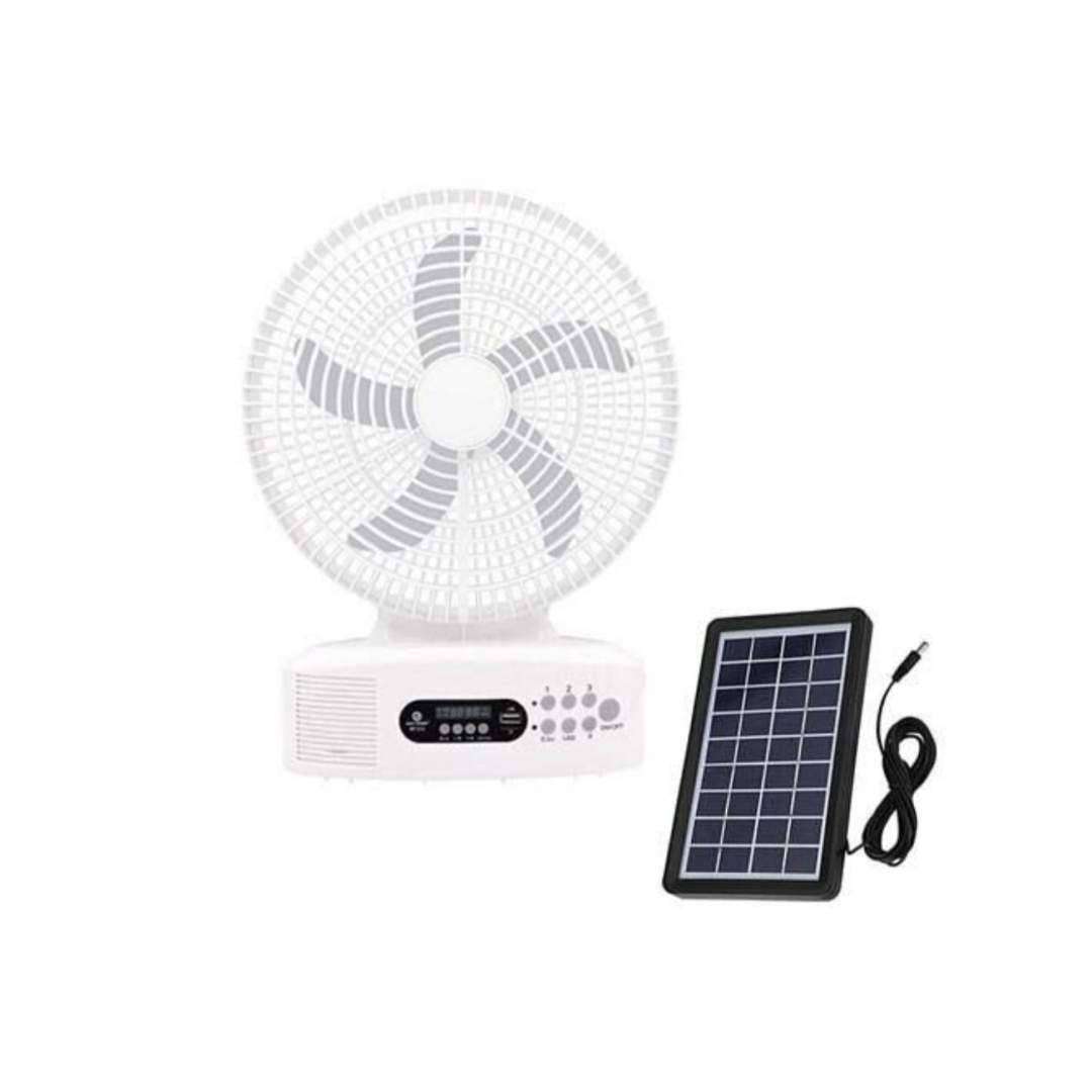 Fan - Solar Powered Rechargeable Fan With Speakers And LED Light