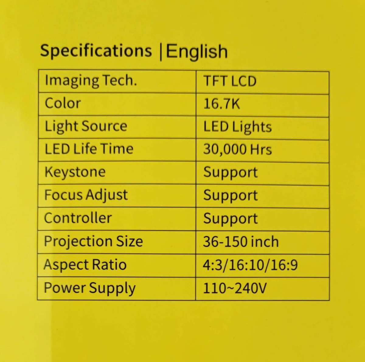 Q-A16B Ultra HD WiFi Mirroring LED Projector - Stunning Visuals in Ultra HD Resolution