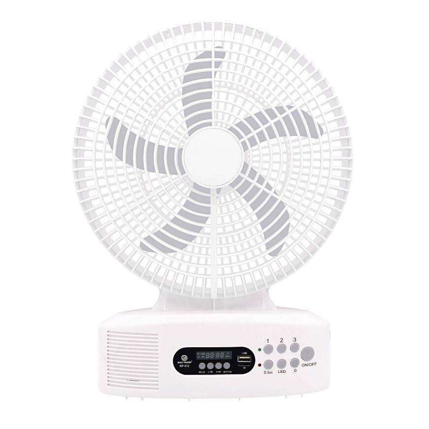 Fan - Solar Powered Rechargeable Fan With Speakers And LED Light
