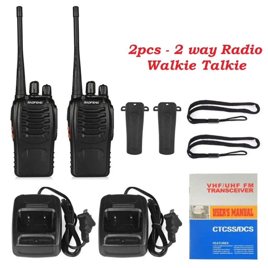 2 X Two Way Radio Hand Radio Set with 16 Channels Walkie Talkie VOX Long Range 1KM TO 5KM