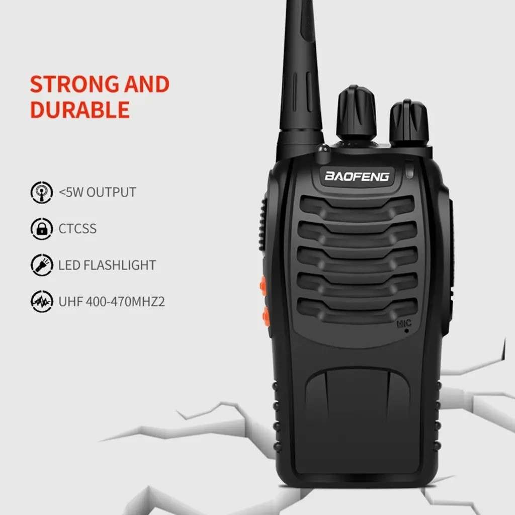2 X Two Way Radio Hand Radio Set with 16 Channels Walkie Talkie VOX Long Range 1KM TO 5KM