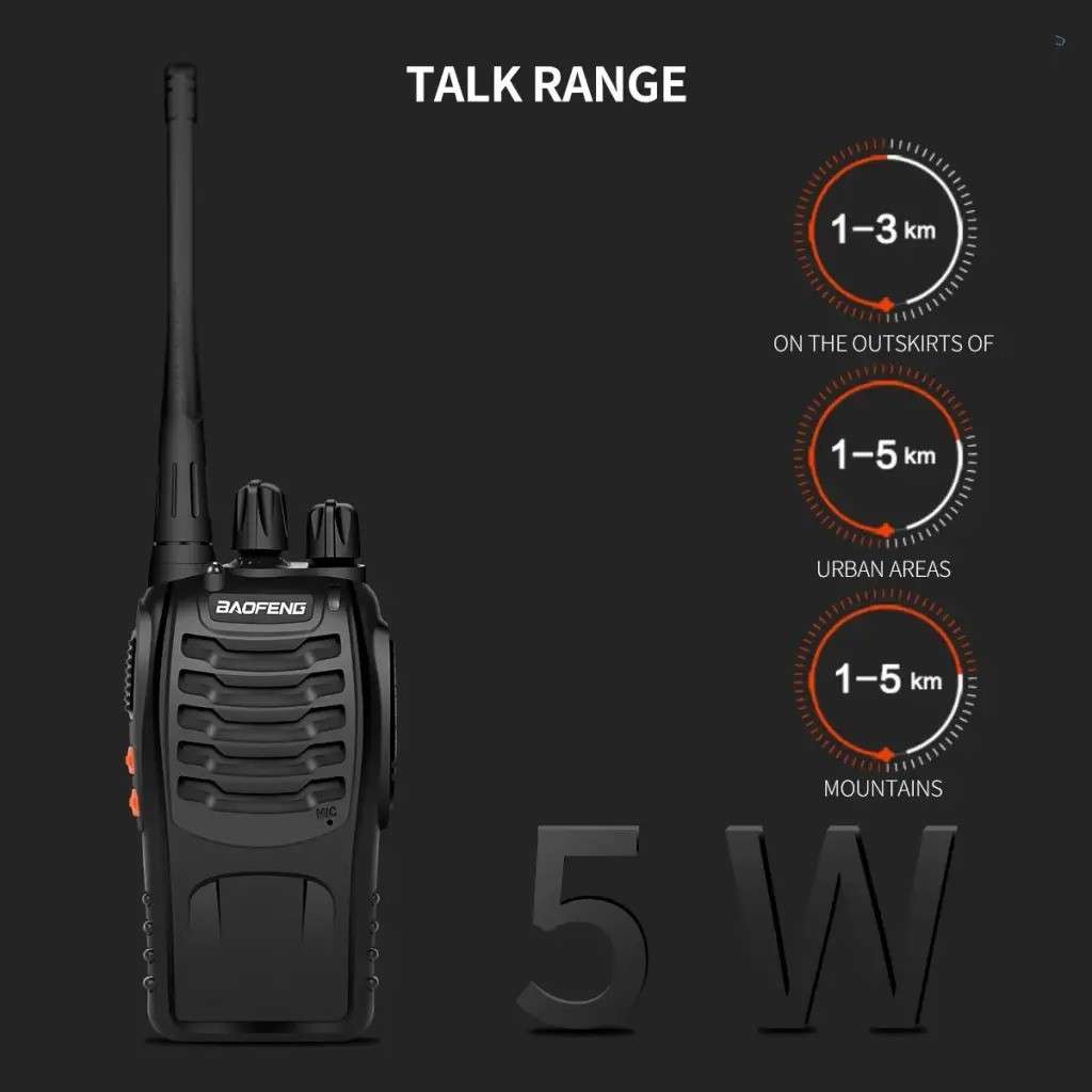 2 X Two Way Radio Hand Radio Set with 16 Channels Walkie Talkie VOX Long Range 1KM TO 5KM