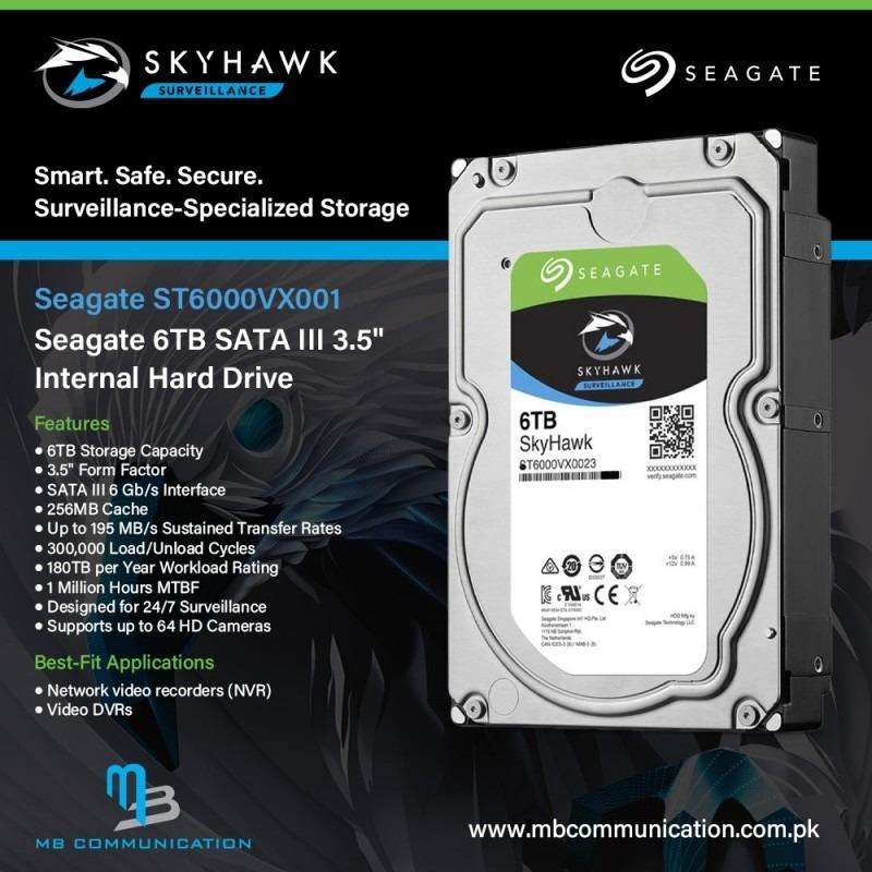 6TB Seagate SkyHawk 6TB Surveillance Hard Drive - SATA 6Gb/s 64MB Cache 3.5-Inch Internal Drive