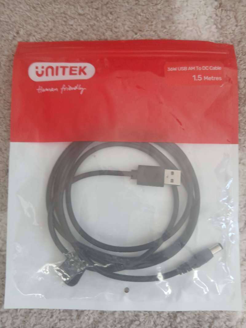 Unitek USB to 5.5 mm/2.5 mm DC Power Adapter Cable, 1.5 Meter Length, Black